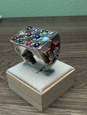 The 12 Tribes Of Israel Handcrafted Ring- Genuine Stones, Sterling, Size 14